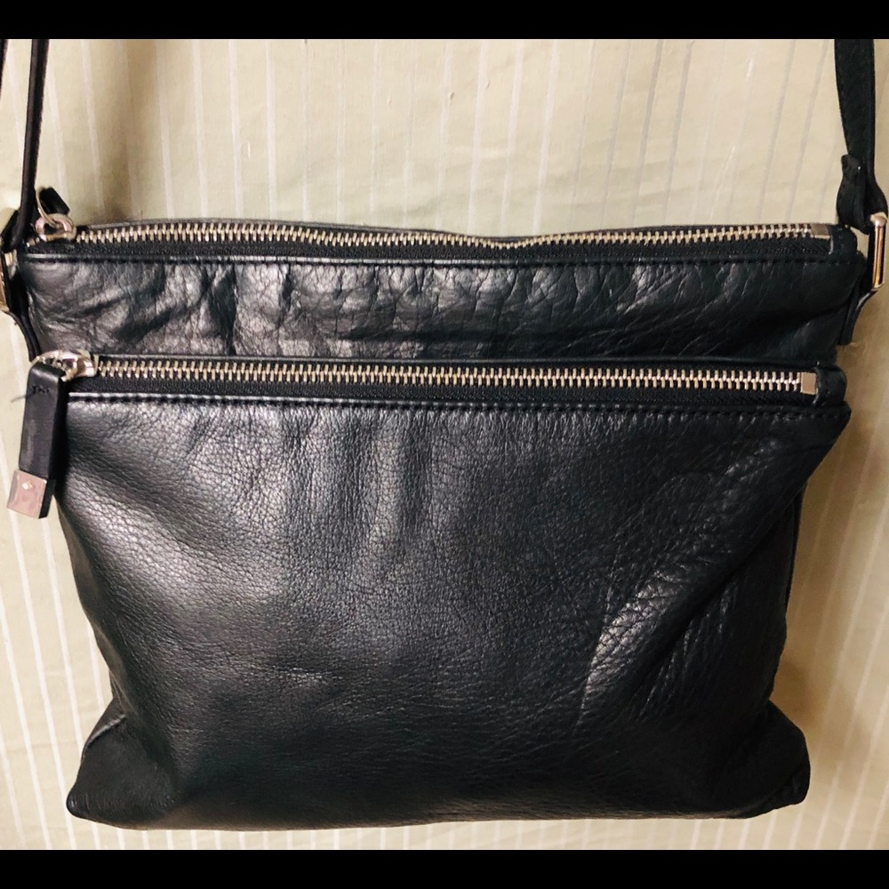 Margot Black Leather Crossbody Purse